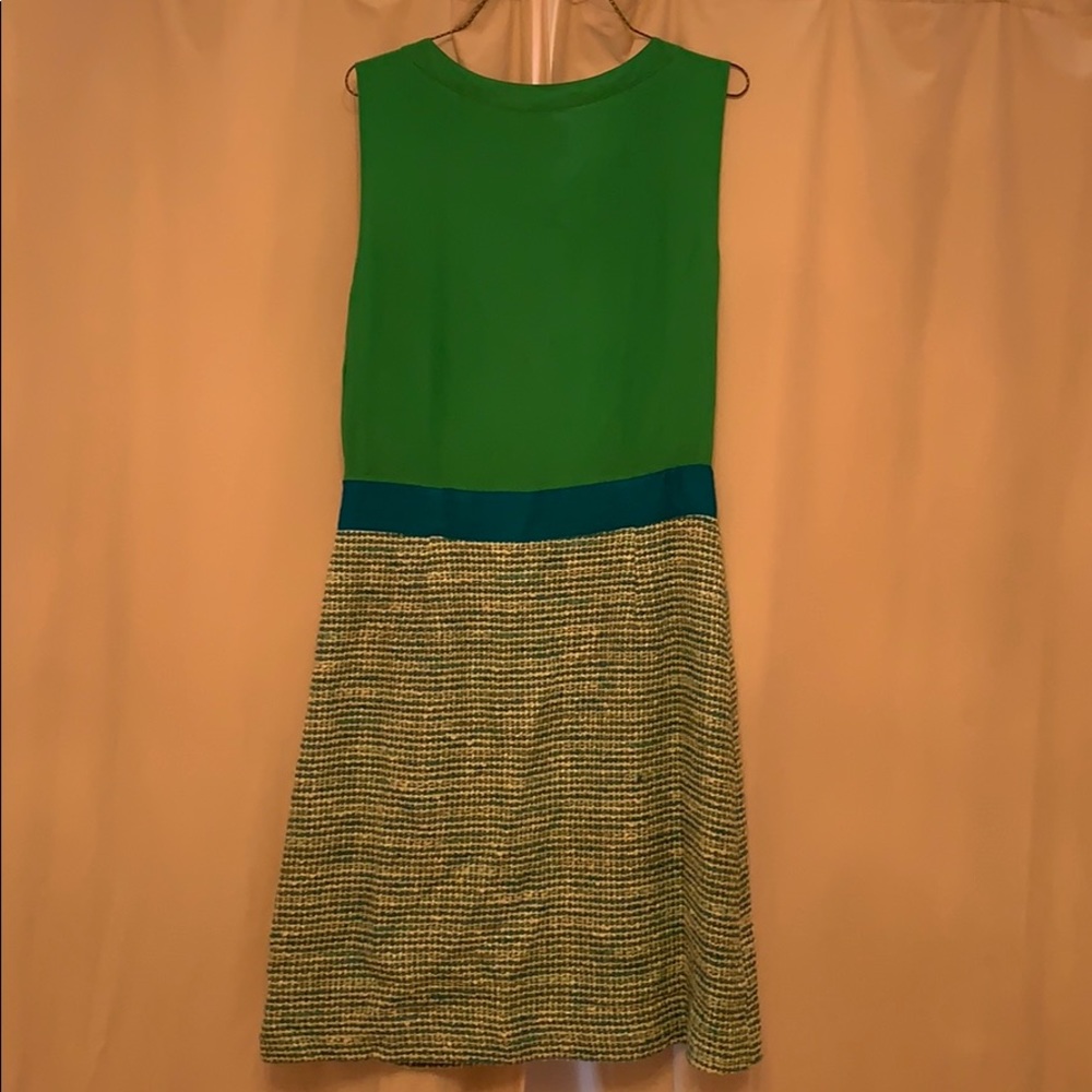 kate spade Green and Teal Midi Dress with Tweed Skirt - Picture 3 of 8